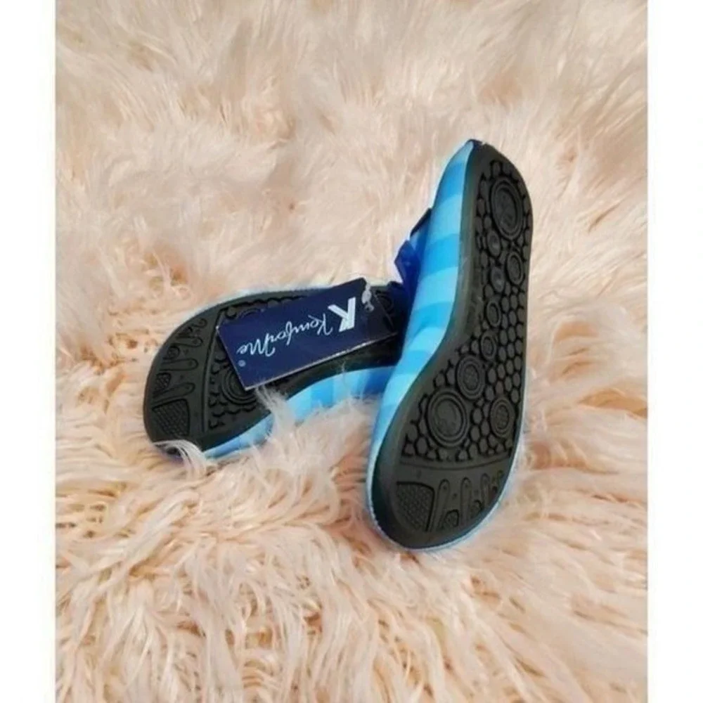 Kids Water‎ Shoes Octopus Blue Stripe Size 4-5US Aqua Socks Beach Pool